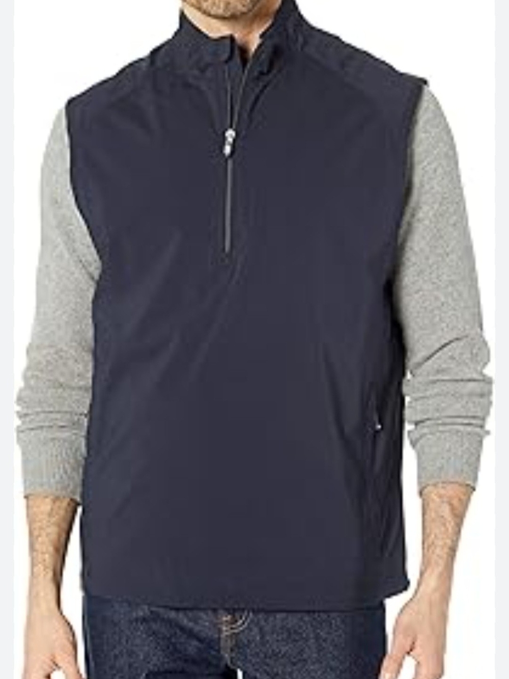 Cutter & Buck CB Weathertec Navy Half-Zip Vest